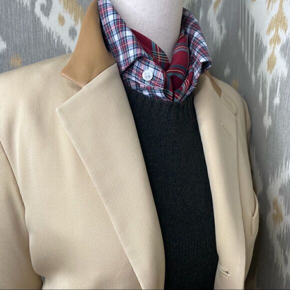 Ralph Lauren Collection ~ Beige Stretch Wool Lamb Leather Trim Equestrian Jacket - Picture 6 of 16